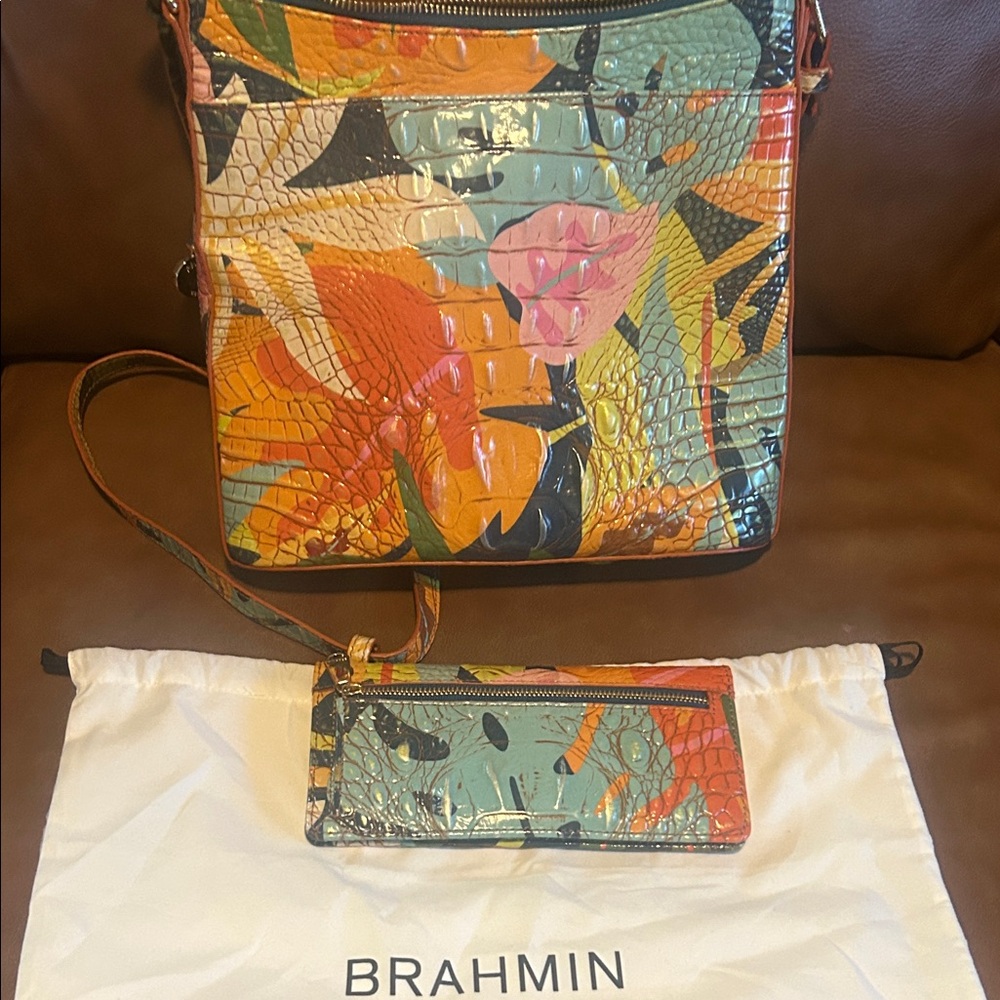 Brahmin Multicolor Crocodile Embossed Crossbody Bag - Picture 3 of 8